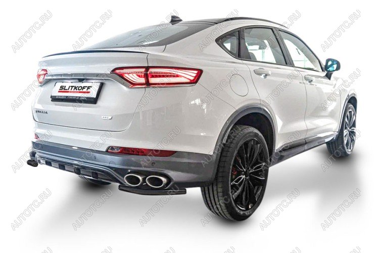 4 999 р. Защита заднего бампера уголки d42 Slitkoff Geely Tugella FY11,HPBA4 рестайлинг (2022-2025) ( Сталь с полимерным покрытием в цвет черный)  с доставкой в г. Керчь