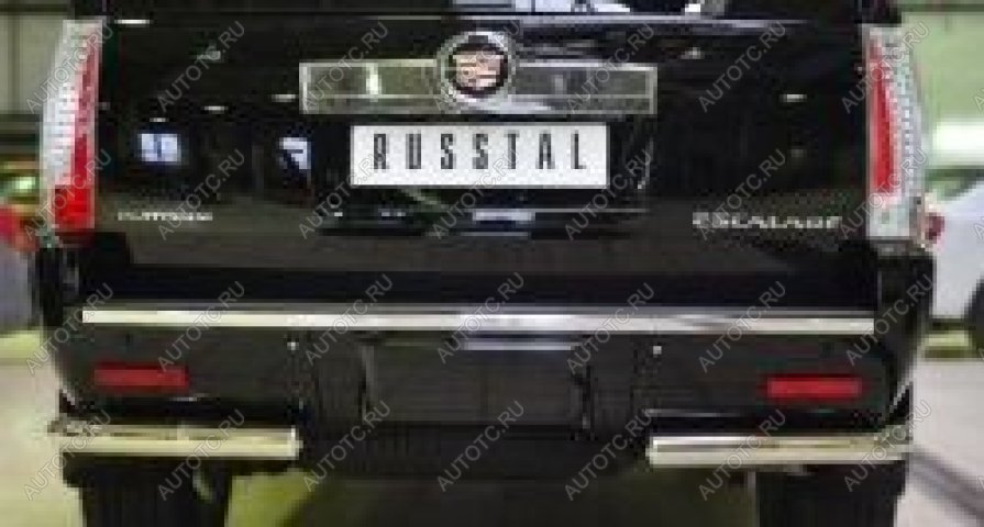 14 999 р. Защита заднего бампера уголки d57 (секции) Slitkoff  Cadillac Escalade  GMT926 джип 5 дв. (2006-2014) короткая база (нержавейка полированная)  с доставкой в г. Керчь