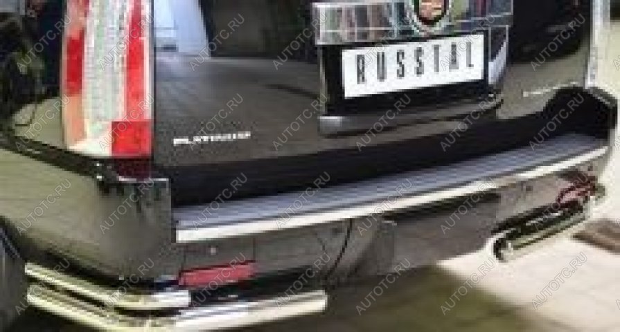 18 449 р. Защита заднего бампера уголки d57 (секции) d42 (секции) Slitkoff Cadillac Escalade GMT926 джип 5 дв. короткая база (2006-2014) (нержавейка полированная)  с доставкой в г. Керчь