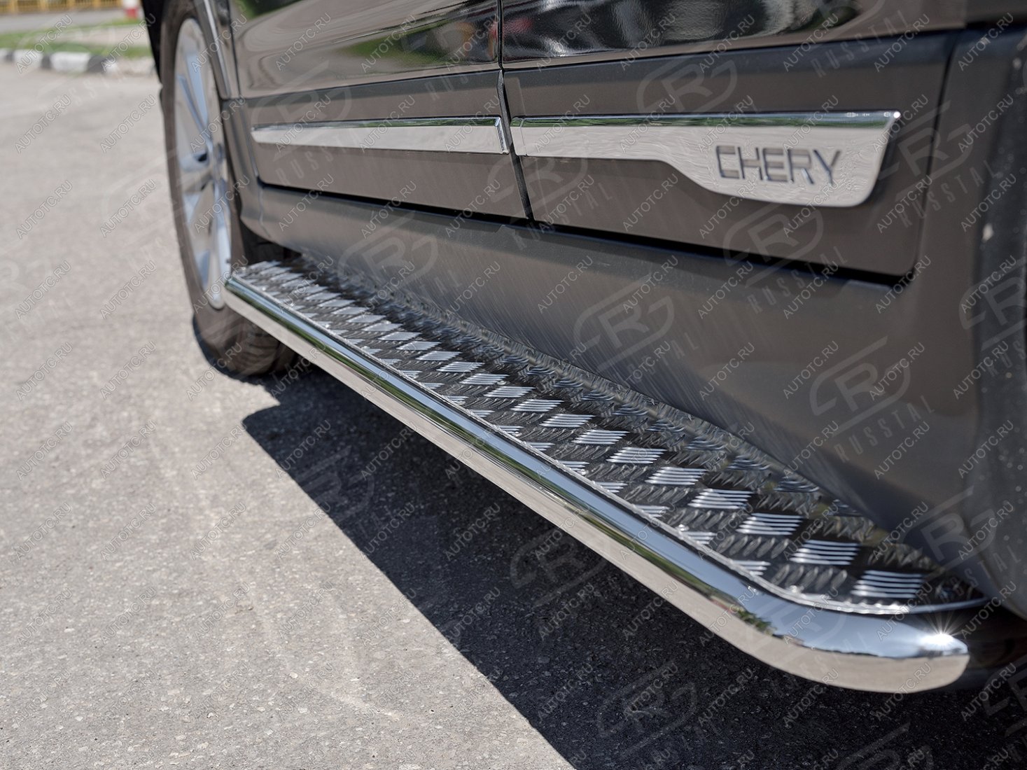 24 649 р. Пороги труба SLITKOFF  Chery Tiggo 5  (T21) (2014-2017) дорестайлинг (d42 мм)  с доставкой в г. Керчь