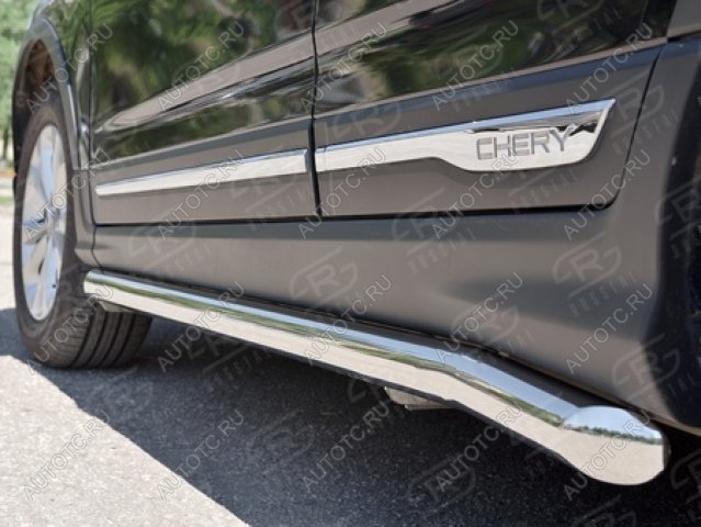 9 749 р. Пороги труба SLITKOFF  Chery Tiggo 5  (T21) (2014-2017) дорестайлинг (d57 мм)  с доставкой в г. Керчь