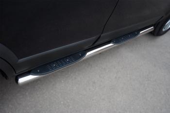Пороги труба с накладками SLITKOFF Chevrolet Captiva (2011-2013) 1-ый рестайлинг