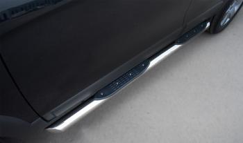 Пороги труба с накладками SLITKOFF Chevrolet Captiva (2011-2013) 1-ый рестайлинг