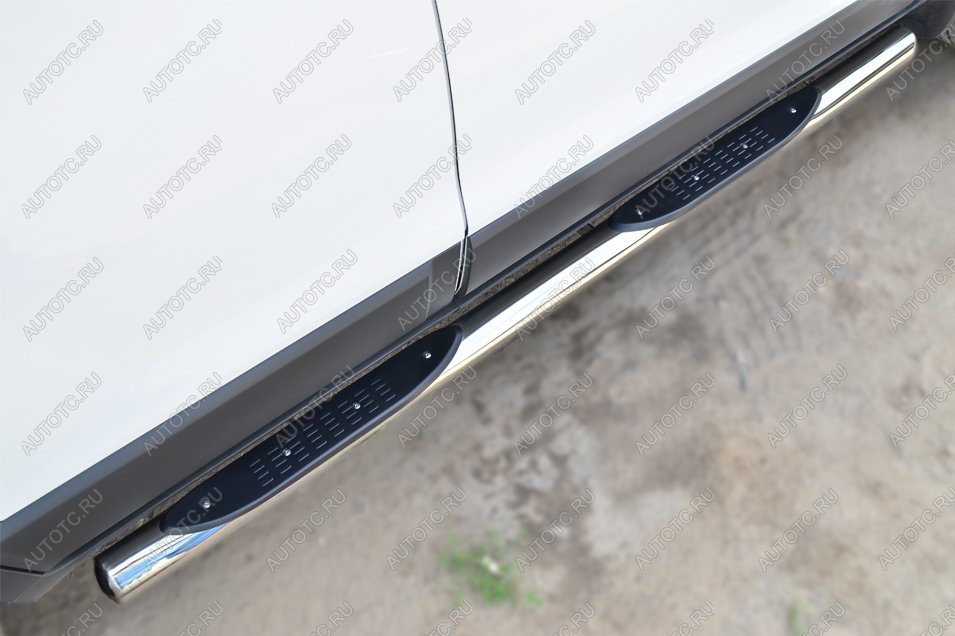 24 549 р. Пороги труба с накладкой SLITKOFF  Chevrolet Captiva (2013-2016) 2-ой рестайлинг (d76 мм)  с доставкой в г. Керчь