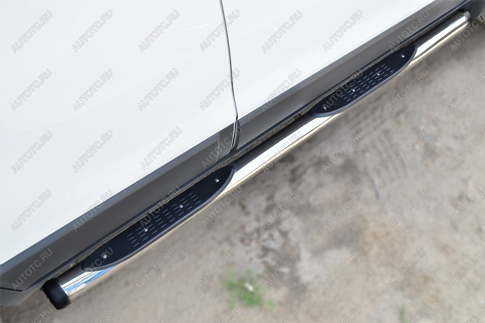 22 549 р. Пороги труба с накладкой SLITKOFF  Chevrolet Captiva (2013-2016) 2-ой рестайлинг (d76 мм)  с доставкой в г. Керчь