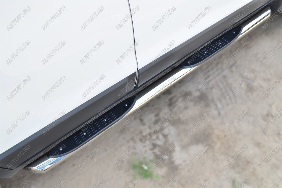 24 549 р. Пороги труба с накладкой SLITKOFF  Chevrolet Captiva (2013-2016) 2-ой рестайлинг (d76 мм)  с доставкой в г. Керчь