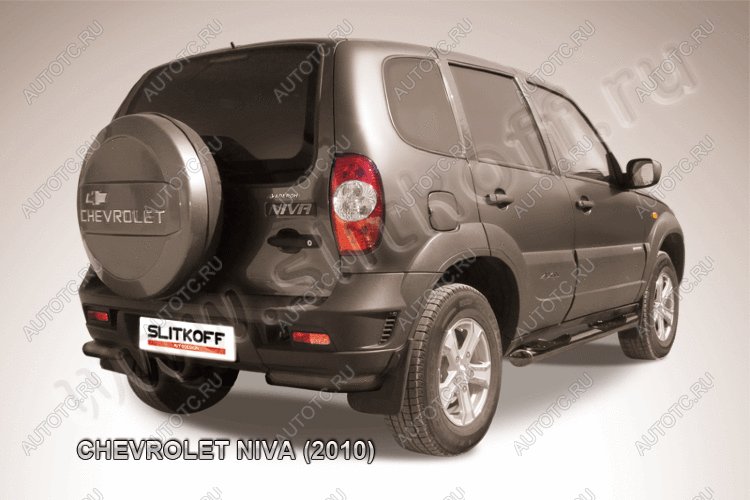 10 249 р. Защита заднего бампера уголки d57 (секции)(BERTONE) Slitkoff  Chevrolet Niva  2123 (2009-2020) рестайлинг (Сталь с полимерным покрытием в цвет черный)  с доставкой в г. Керчь