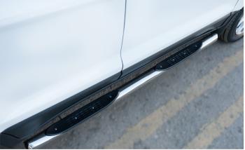 Пороги труба с накладками SLITKOFF Ford EcoSport (2013-2019) дорестайлинг