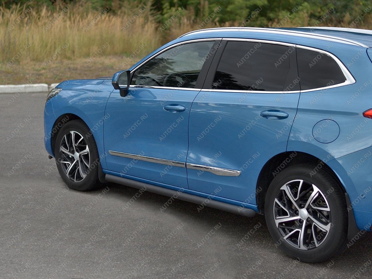 11 749 р. Пороги труба SLITKOFF  Haval Jolion (2020-2024) дорестайлинг (нержавейка, торцы - срез под 45 градусов)  с доставкой в г. Керчь