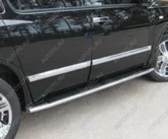 11 999 р. Пороги труба (по колесной базе) SLITKOFF  INFINITI QX56  JA60 (2004-2010) дорестайлинг, рестайлинг (нержавейка, торцы - срез под 45 градусов)  с доставкой в г. Керчь