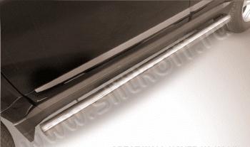 Защита порогов d42 Slitkoff Toyota Land Cruiser Prado  J120 (2002-2009) (нержавейка, на торцах округлая напайка под 90 градусов)