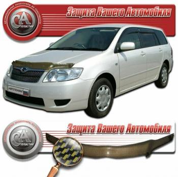 2 399 р. Дефлектор капота CA-Plastiс  SSANGYONG Korando  3 (2010-2025) дорестайлинг (серия Шелкография карбон золото)  с доставкой в г. Керчь. Увеличить фотографию 2