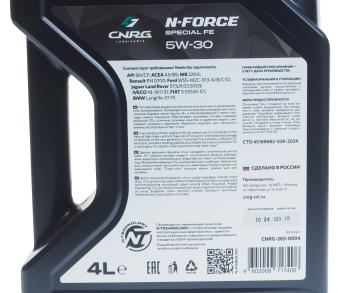 2 199 р. Масло моторное N-Force Special FE SNCFA5B5 5W30 синт.4л CNRG CNRG cnrg-263-0004  с доставкой в г. Керчь. Увеличить фотографию 3