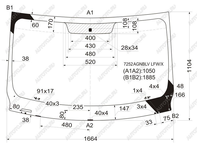 8 399 р. Стекло лобовое Nissan Primastar 02-14  Opel Vivaro 01-14  Renault Trafic 01-14 XYG 7252AGNBLV LFW/X  с доставкой в г. Керчь