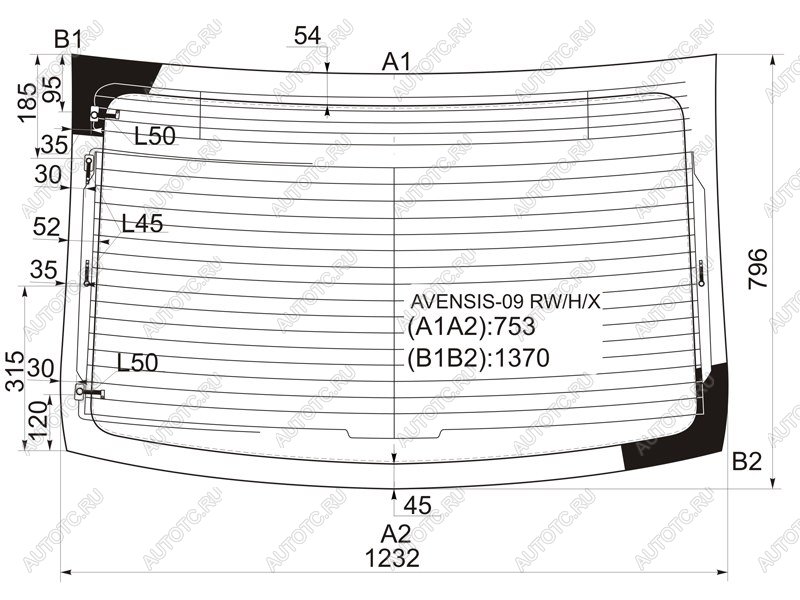 7 999 р. Стекло заднее (Цвет зеленый Обогрев Антенна) Toyota Avensis (T270) 08-18 XYG AVENSIS-09 RW/H/X  с доставкой в г. Керчь