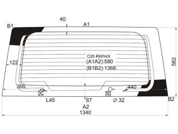 Стекло заднее (Цвет зеленый Обогрев) Nissan Serena 05-10  Suzuki Landy 07-10 XYG C25 RW/H/X