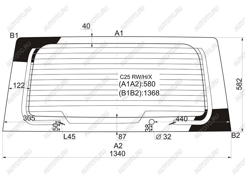 10 399 р. Стекло заднее (Цвет зеленый Обогрев) Nissan Serena 05-10  Suzuki Landy 07-10 XYG C25 RW/H/X  с доставкой в г. Керчь