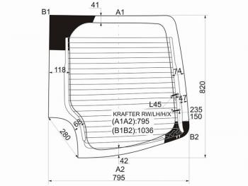 Стекло заднее (Цвет зеленый Обогрев) Mercedes-Benz Sprinter 06-18  Volkswagen Crafter 06-16 XYG KRAFTER RW/LH/H/X