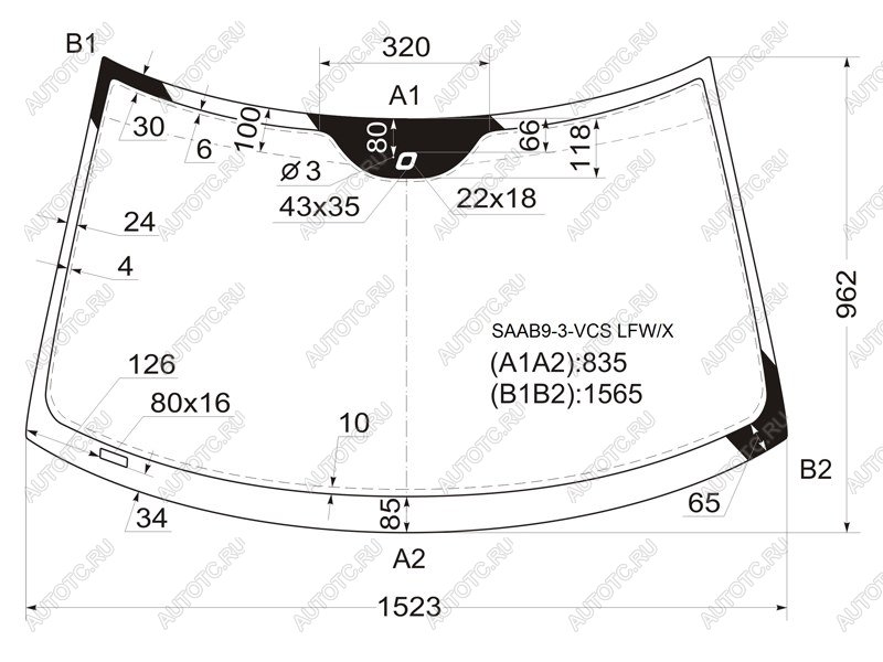 6 999 р. Стекло лобовое (Датчик дождя) Saab 9-3 02-14 XYG SAAB9-3-VCS LFW/X  с доставкой в г. Керчь