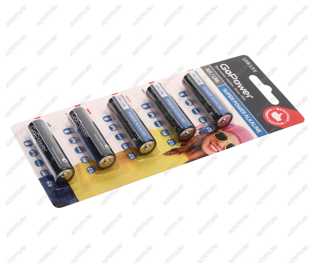 185 р. Батарейка AA LR6 1.5V блистер 5шт. Alkaline GOPOWER GOPOWER 00-00023779  с доставкой в г. Керчь