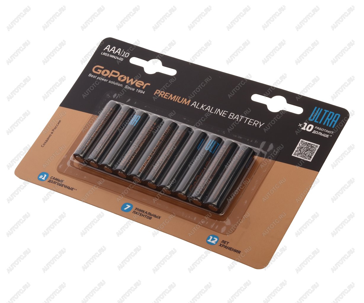 459 р. Батарейка AAA LR03 1.5V блистер 10шт. Alkaline Ultra GOPOWER GOPOWER 00-00026397  с доставкой в г. Керчь