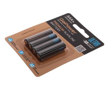 218 р. Батарейка AAA LR03 1.5V блистер 4шт. Alkaline Ultra GOPOWER GOPOWER 00-00026396  с доставкой в г. Керчь. Увеличить фотографию 1