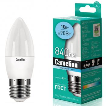 146 р. Лампа светодиодная E27 С35 10W (90W) 220V холодный Ultra CAMELION CAMELION led10-c35845e27  с доставкой в г. Керчь. Увеличить фотографию 1