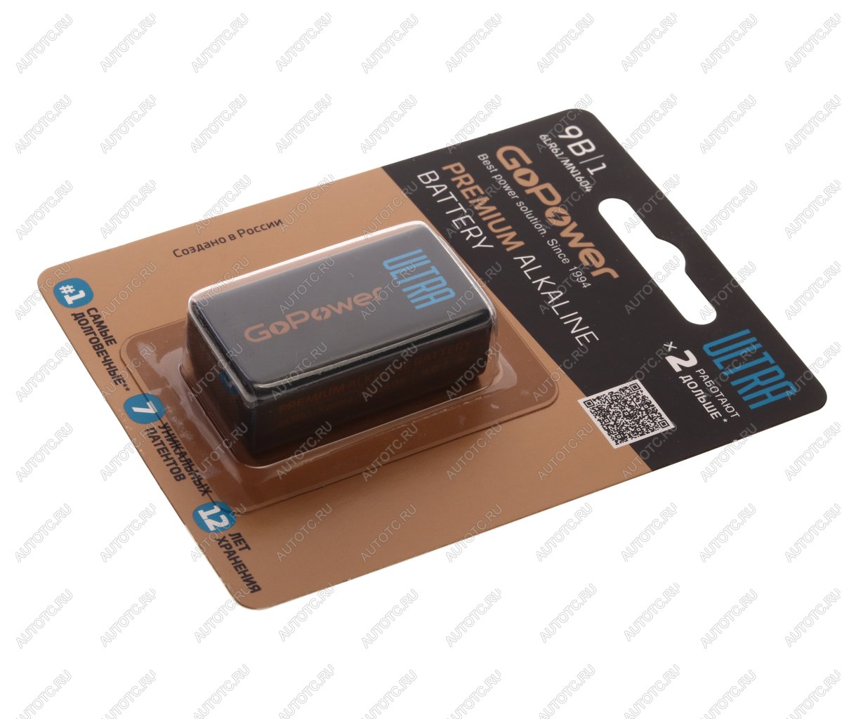 255 р. Батарейка KRONA 6LR61 9V блистер 1шт. Alkaline Ultra GOPOWER GOPOWER 00-00026400  с доставкой в г. Керчь