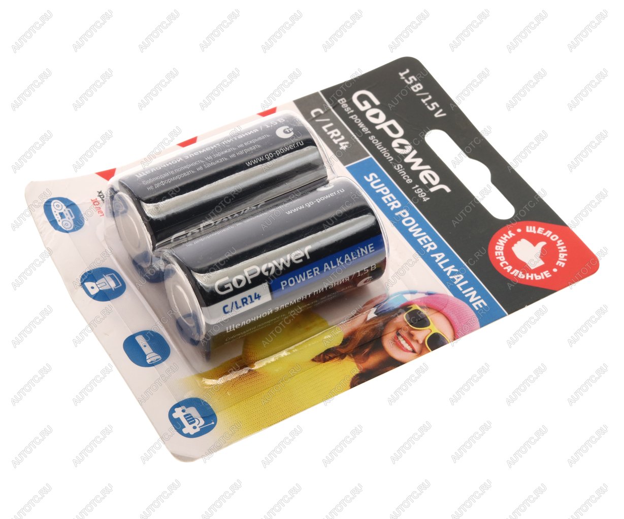 281 р. Батарейка C LR14 1.5V блистер 2шт. Alkaline GOPOWER GOPOWER 00-00017861  с доставкой в г. Керчь