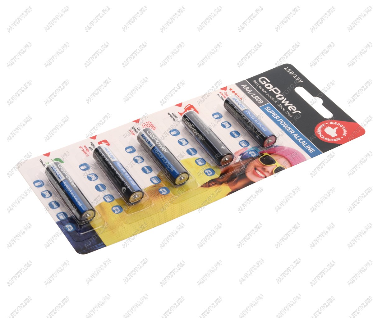 184 р. Батарейка AAA LR03 1.5V блистер 5шт. Alkaline GOPOWER GOPOWER 00-00023778  с доставкой в г. Керчь