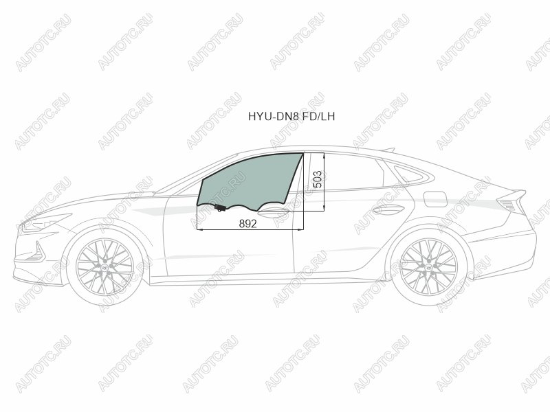 3 699 р. Стекло боковое опускное (Спереди/ Слева/ Цвет зеленый/ Крепления) Hyundai Sonata 19- XYG HYU-DN8 FD/LH, hyudn8fdlh XYG HYU-DN8 FD/LH  с доставкой в г. Керчь