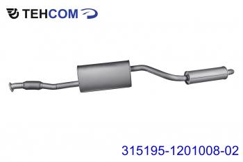 16 999 р. Глушитель УАЗ-315195 Хантер дв.ЗМЗ-409 ЕВРО-4,5 с резонатором нержавеющая сталь НО ТЕХКОМ ТЕХКОМ 315195-1201008  с доставкой в г. Керчь. Увеличить фотографию 1