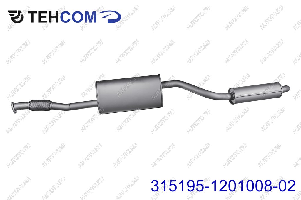 16 999 р. Глушитель УАЗ-315195 Хантер дв.ЗМЗ-409 ЕВРО-4,5 с резонатором нержавеющая сталь НО ТЕХКОМ ТЕХКОМ 315195-1201008  с доставкой в г. Керчь