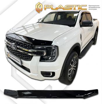 2 699 р. Дефлектор капота CA-Plastiс Ford Ranger SuperCab (2019-2023) (серия Classic черный)  с доставкой в г. Керчь. Увеличить фотографию 2