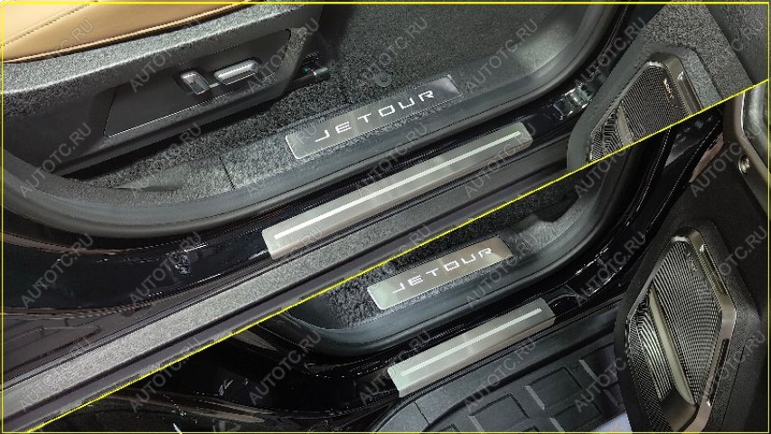3 499 р. Накладки на пороги (лист шлифованный с полосой) 4шт  jetourt22401  с доставкой в г. Керчь