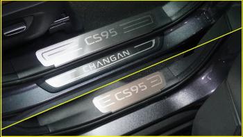 4 599 р. Накладки на пластиковые пороги (лист шлифованный надпись CS95) 4шт  chancs95new2402  с доставкой в г. Керчь. Увеличить фотографию 1