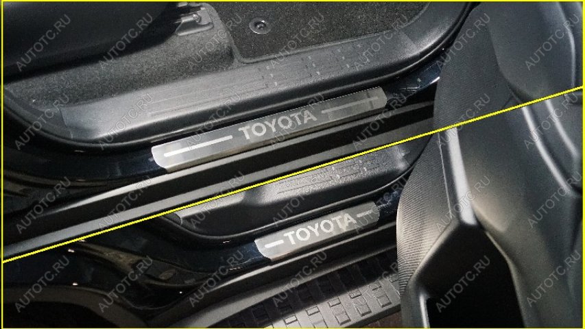 4 649 р. Накладки на пороги (лист шлифованный надпись Toyota) 4шт  toylc2502401  с доставкой в г. Керчь
