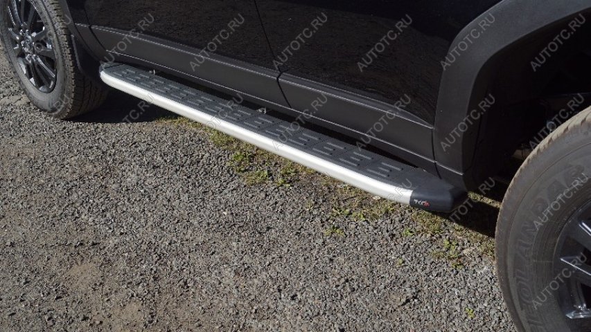 21 999 р. Пороги алюминиевые с пластиковой накладкой ТСС Тюнинг  Toyota Land Cruiser Prado  J250 (2023-2025) (серебро)  с доставкой в г. Керчь