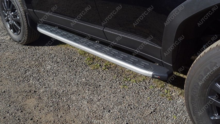22 999 р. Пороги алюминиевые с пластиковой накладкой ТСС Тюнинг  Toyota Land Cruiser Prado  J250 (2023-2025) (карбон серебро)  с доставкой в г. Керчь