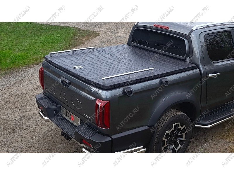12 199 р. Рейлинг длинный (комплект) ТСС Тюнинг  JAC T9 (2021-2025) Pickup Double Cab (нержавеющая сталь)  с доставкой в г. Керчь