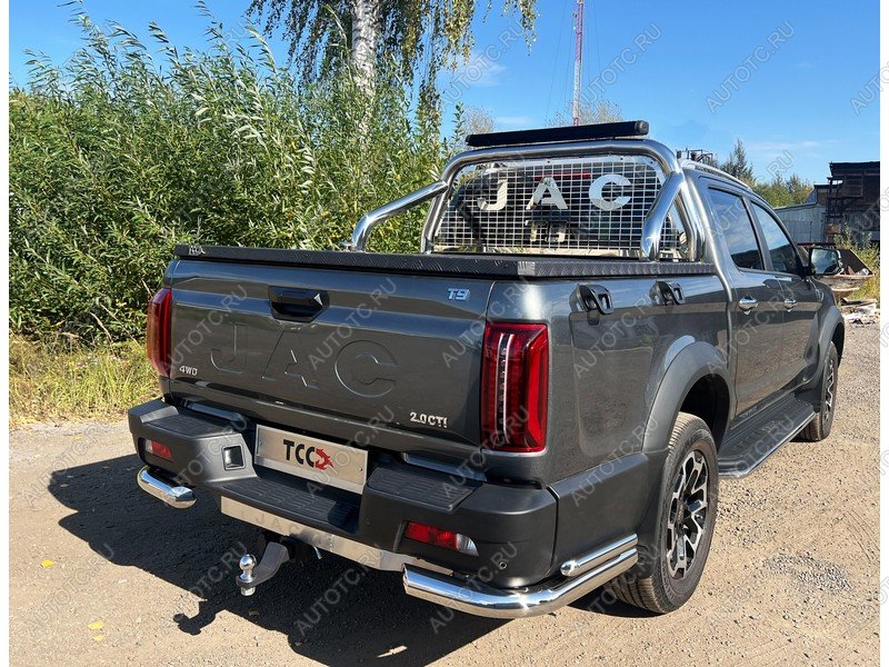 32 999 р. Защита задняя уголки двойные d76.1*42.4 ТСС Тюнинг  JAC T9 (2021-2025) Pickup Double Cab (нержавейка)  с доставкой в г. Керчь