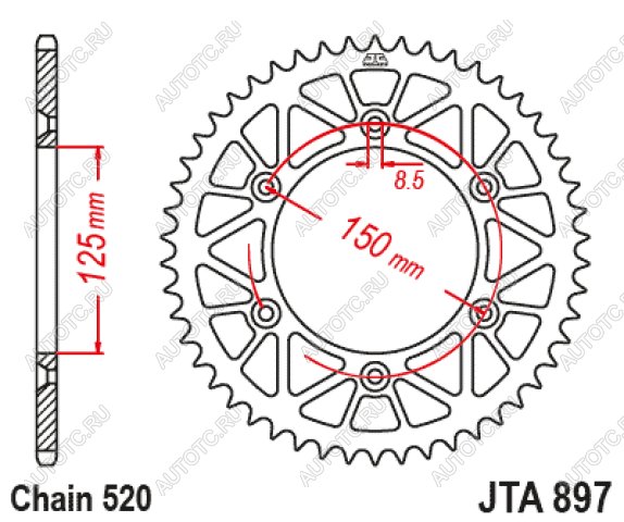 3 199 р. Звезда цепного привода JTA897.49ORG  jta897.49org  с доставкой в г. Керчь