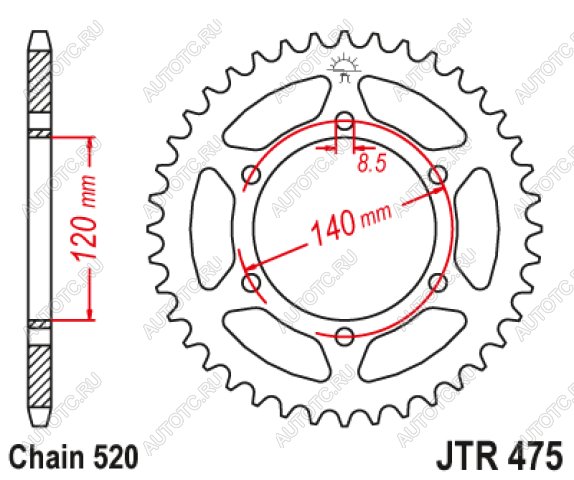 2 899 р. Звезда цепного привода JTR475 44  jtr475.44  с доставкой в г. Керчь