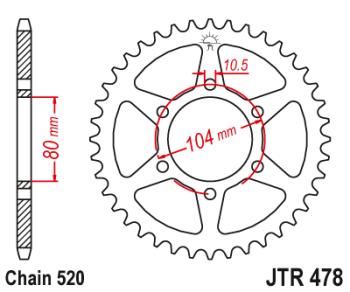 3 099 р. Звезда цепного привода JTR478 46ZBK  jtr478.46zbk  с доставкой в г. Керчь. Увеличить фотографию 1