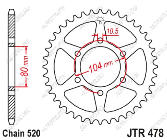 3 099 р. Звезда цепного привода JTR478 46ZBK  jtr478.46zbk  с доставкой в г. Керчь