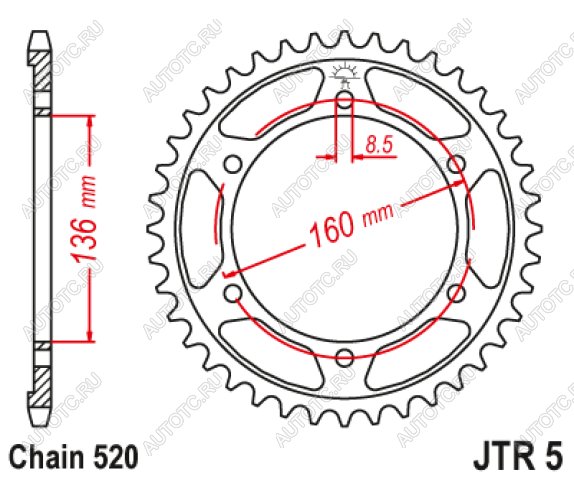 3 279 р. Звезда цепного привода JTR5 47ZBK  jtr5.47zbk  с доставкой в г. Керчь