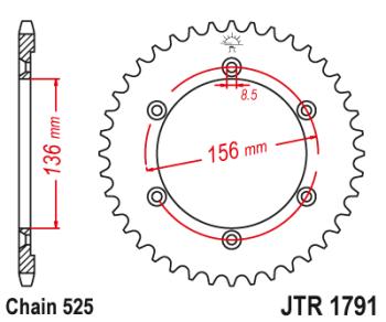 3 399 р. Звезда цепного привода JTR1791 43  jtr1791.43  с доставкой в г. Керчь. Увеличить фотографию 1