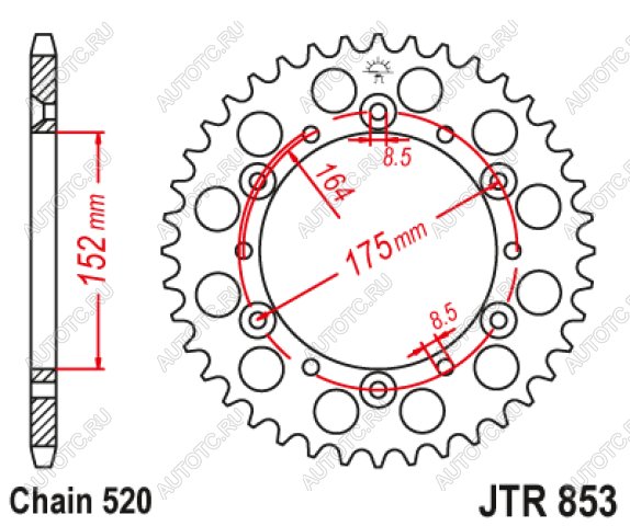 2 869 р. Звезда цепного привода JTR853 40  jtr853.40  с доставкой в г. Керчь