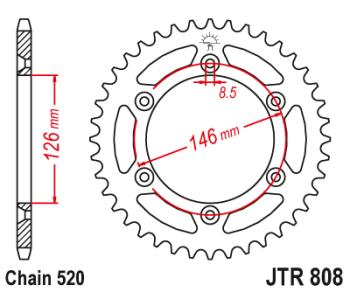 3 199 р. Звезда цепного привода JTR808 46  jtr808.46  с доставкой в г. Керчь. Увеличить фотографию 1