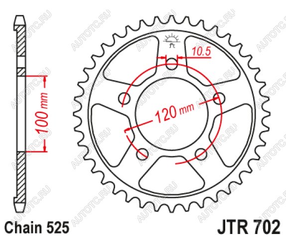 3 679 р. Звезда цепного привода JTR702 44  jtr702.44  с доставкой в г. Керчь